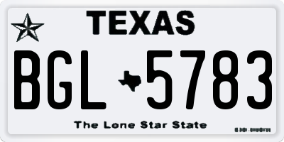 TX license plate BGL5783