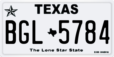 TX license plate BGL5784