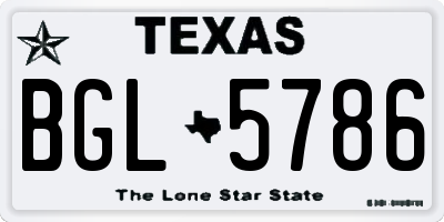 TX license plate BGL5786