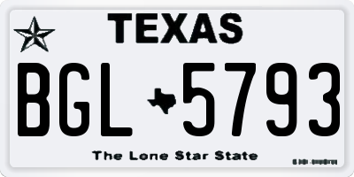 TX license plate BGL5793