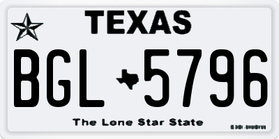 TX license plate BGL5796