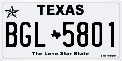 TX license plate BGL5801