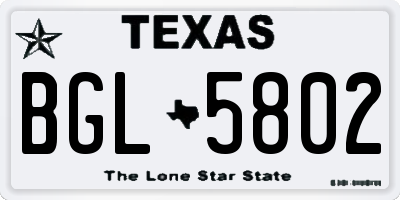 TX license plate BGL5802