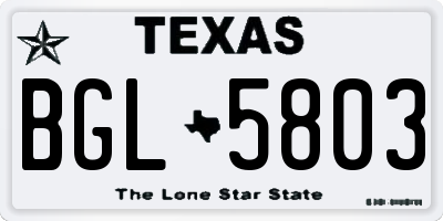 TX license plate BGL5803