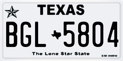 TX license plate BGL5804
