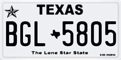 TX license plate BGL5805