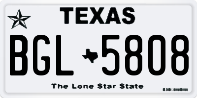 TX license plate BGL5808