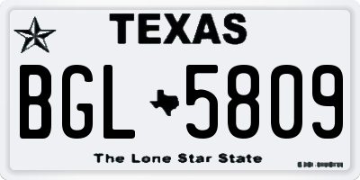 TX license plate BGL5809