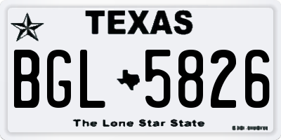 TX license plate BGL5826