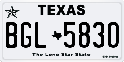 TX license plate BGL5830