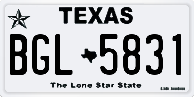 TX license plate BGL5831