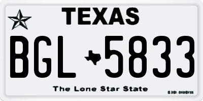 TX license plate BGL5833
