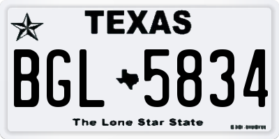 TX license plate BGL5834