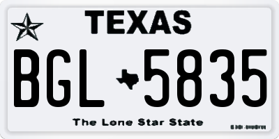TX license plate BGL5835
