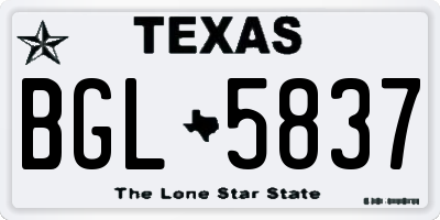 TX license plate BGL5837