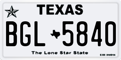 TX license plate BGL5840