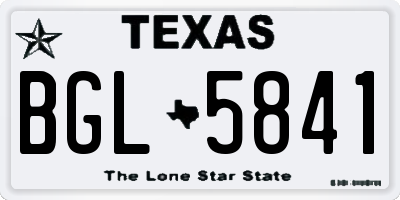 TX license plate BGL5841