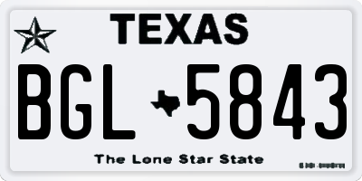 TX license plate BGL5843