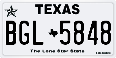 TX license plate BGL5848