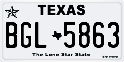 TX license plate BGL5863