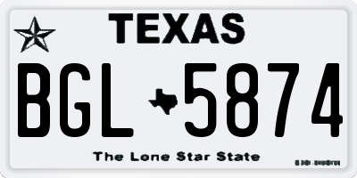 TX license plate BGL5874
