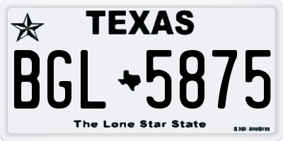 TX license plate BGL5875