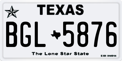 TX license plate BGL5876