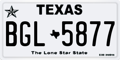 TX license plate BGL5877