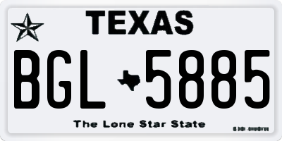 TX license plate BGL5885