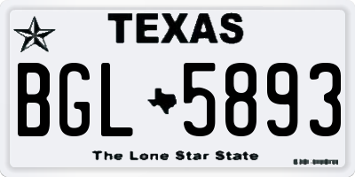 TX license plate BGL5893