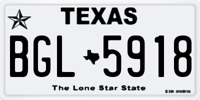 TX license plate BGL5918