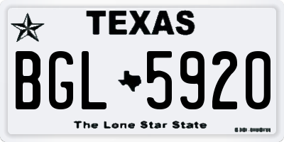TX license plate BGL5920