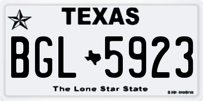 TX license plate BGL5923