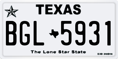 TX license plate BGL5931
