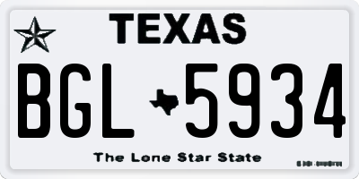 TX license plate BGL5934