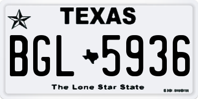 TX license plate BGL5936