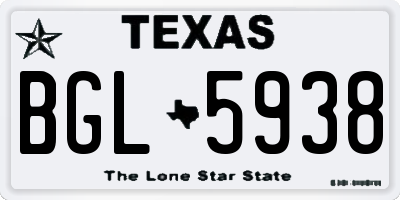 TX license plate BGL5938