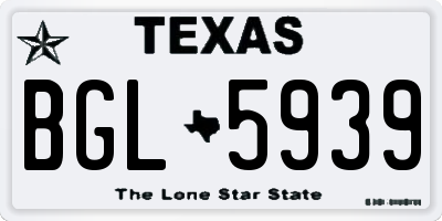 TX license plate BGL5939