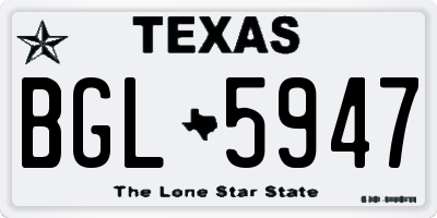 TX license plate BGL5947