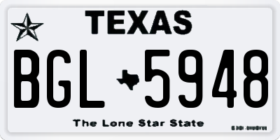 TX license plate BGL5948