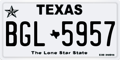TX license plate BGL5957