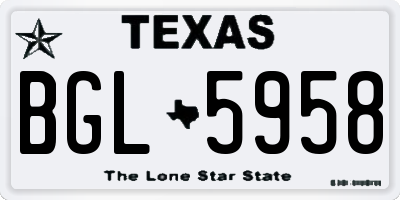TX license plate BGL5958