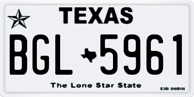 TX license plate BGL5961