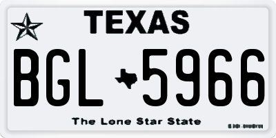 TX license plate BGL5966