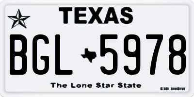TX license plate BGL5978