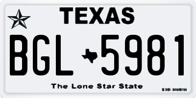 TX license plate BGL5981