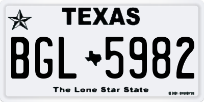 TX license plate BGL5982