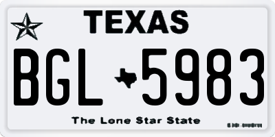 TX license plate BGL5983