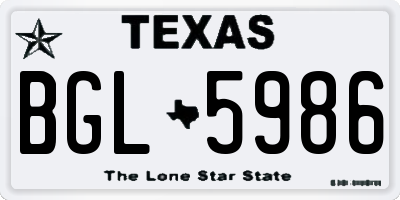 TX license plate BGL5986