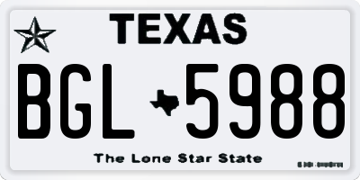 TX license plate BGL5988